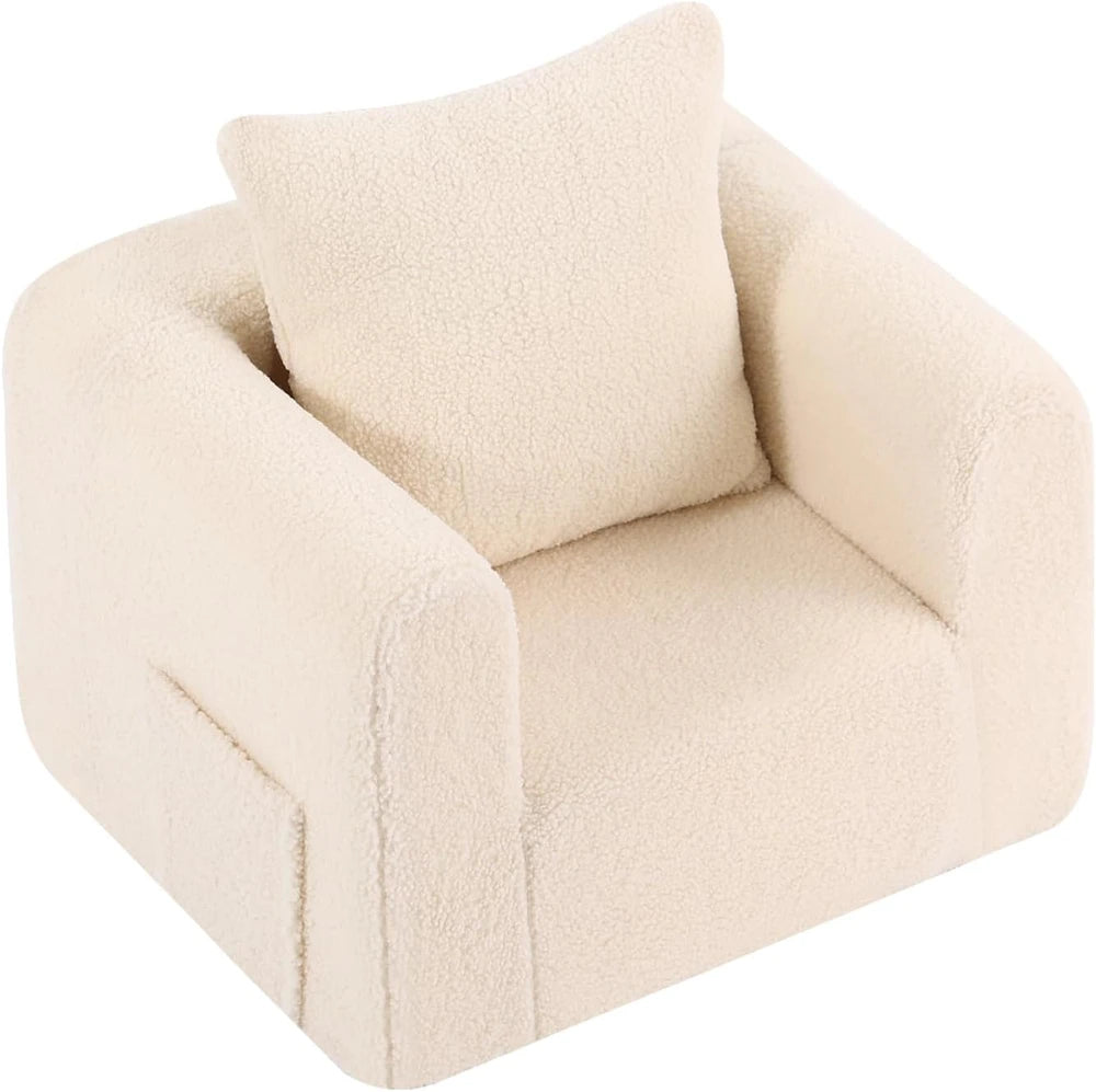 Sherpa Beige Kids Foam Sofa