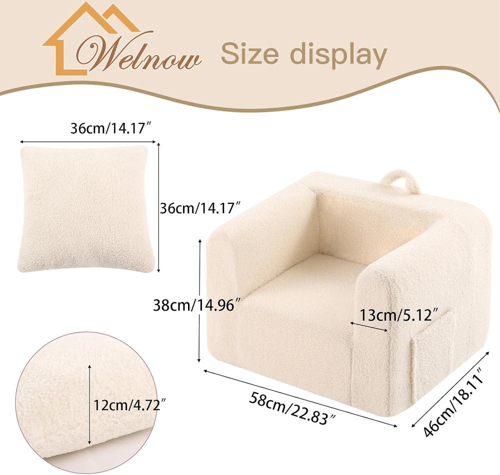 Sherpa Beige Kids Foam Sofa