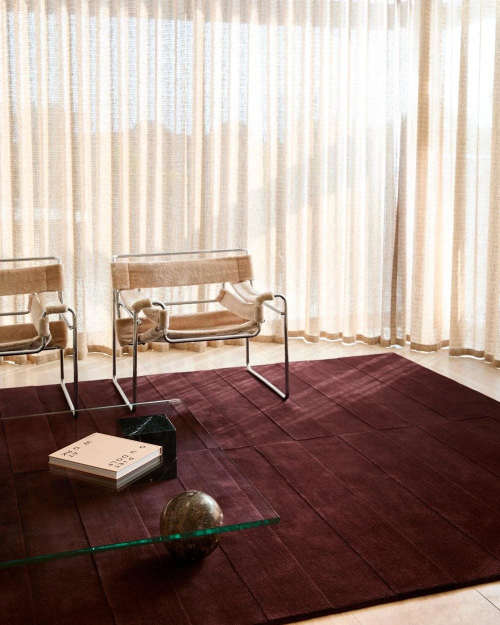 Burgundy Wool Hand-Tufted Area Rug