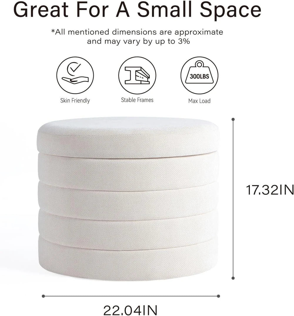 Chenille Round Storage Ottoman