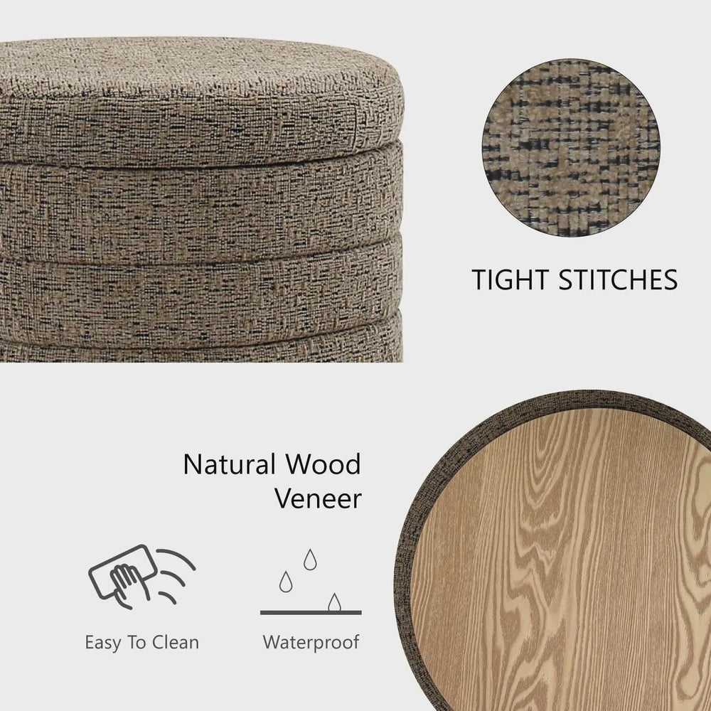 Chenille Round Storage Ottoman