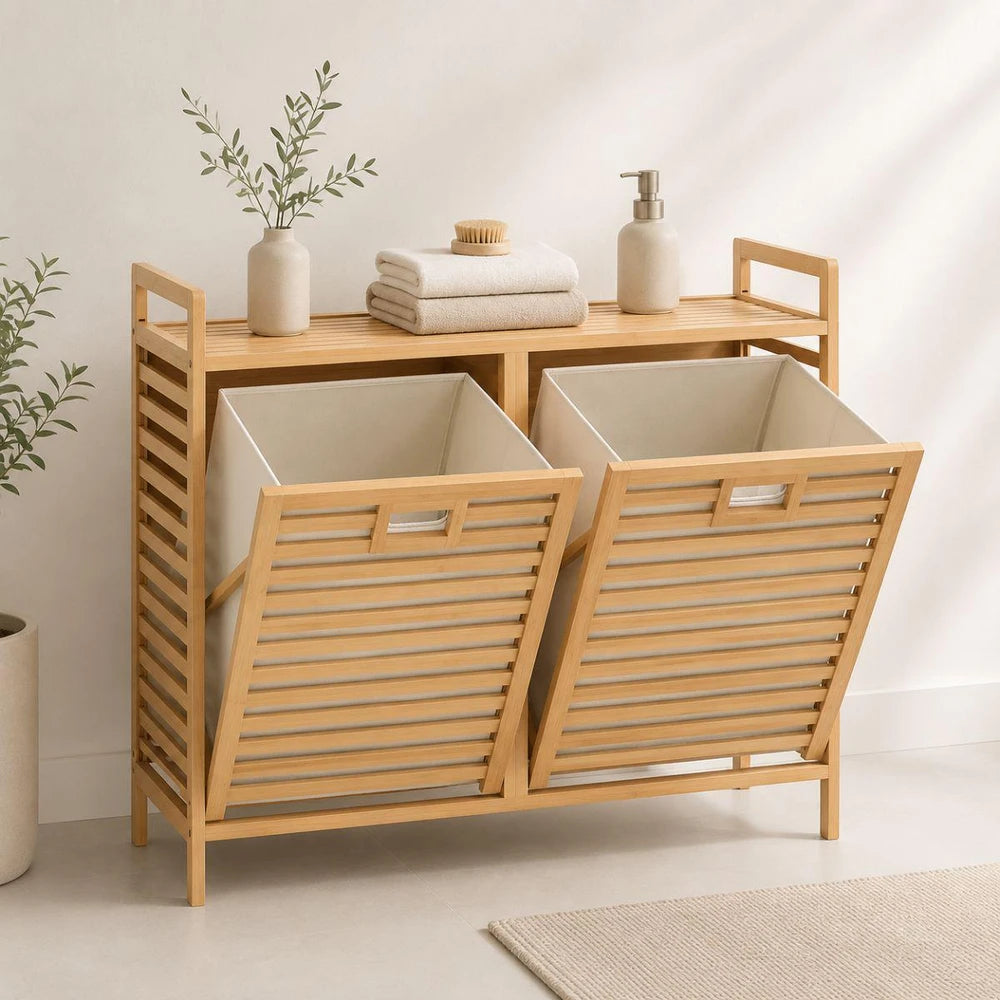 Bamboo Laundry Hamper Cabinet