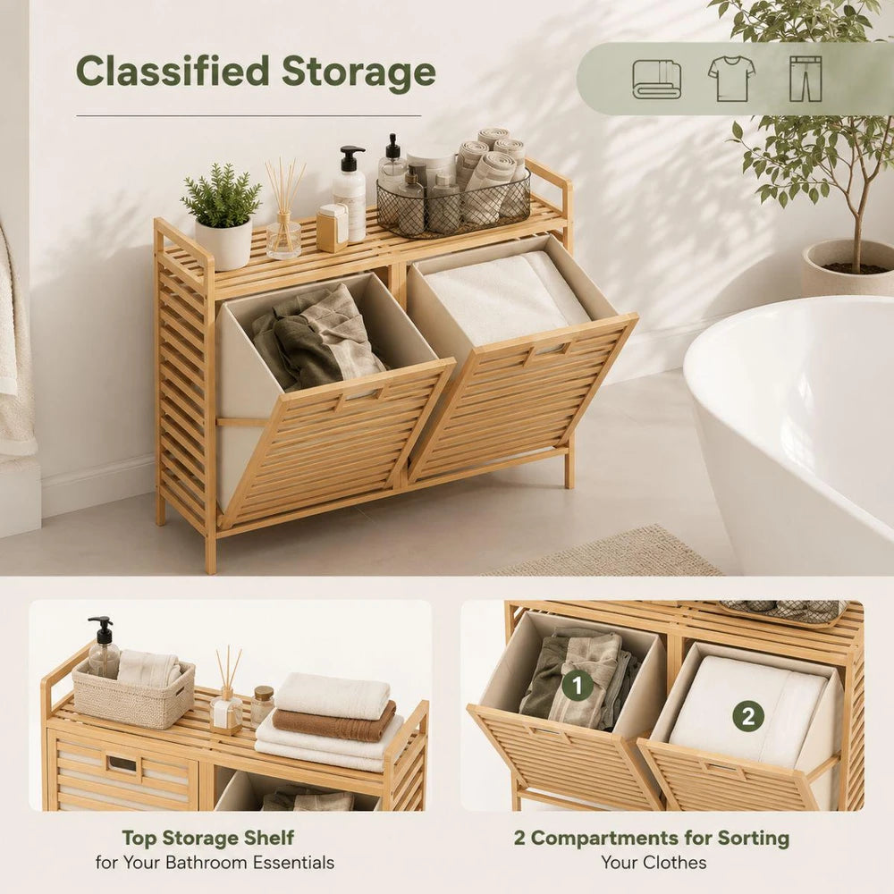 Bamboo Laundry Hamper Cabinet