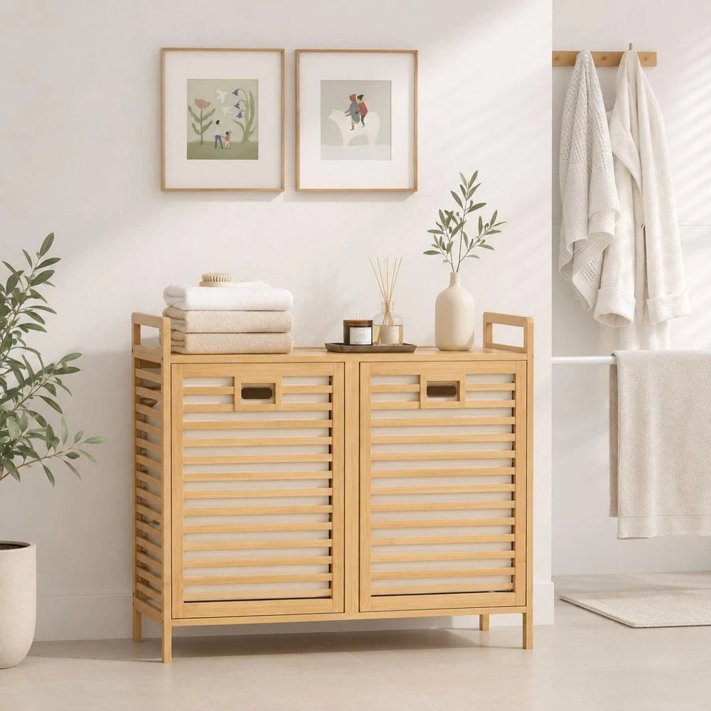 Bamboo Laundry Hamper Cabinet