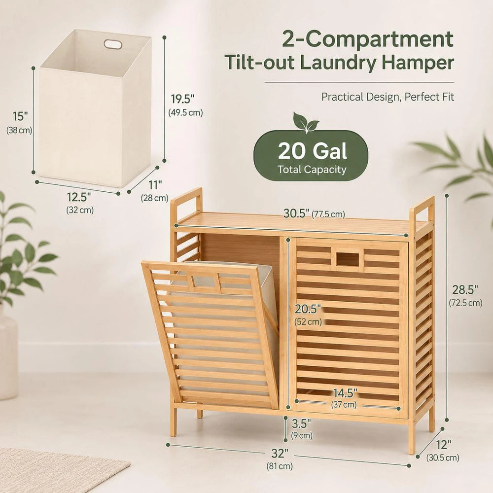 Bamboo Laundry Hamper Cabinet