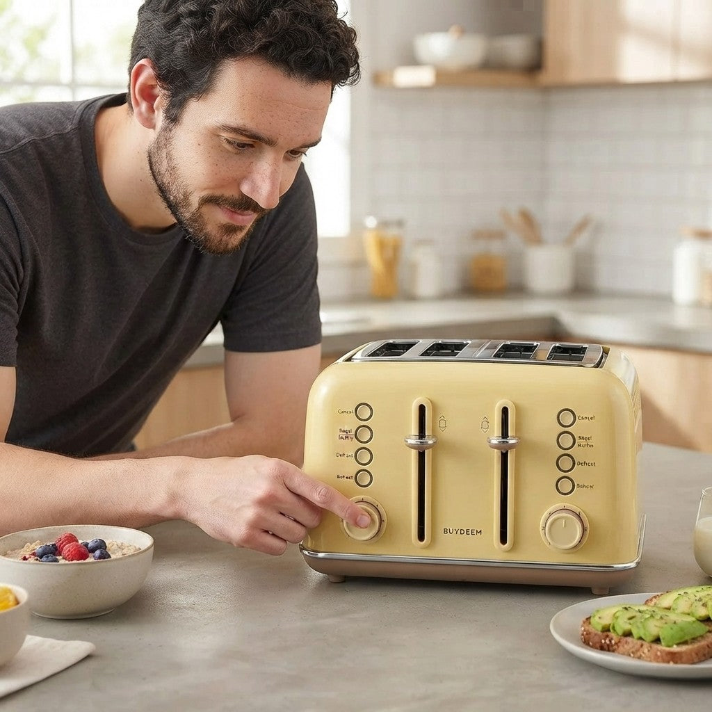Buydeem Retro Four-Slice Toaster