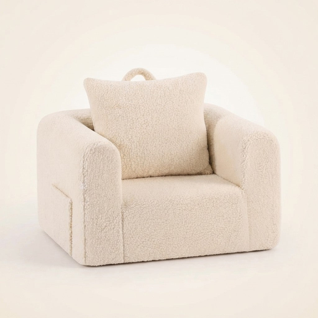 Sherpa Beige Kids Foam Sofa